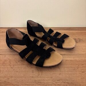 GENTLE SOULS Lennon Nubuck Fisherman Sandal‎ Womens Size 7 Black Kenneth Cole